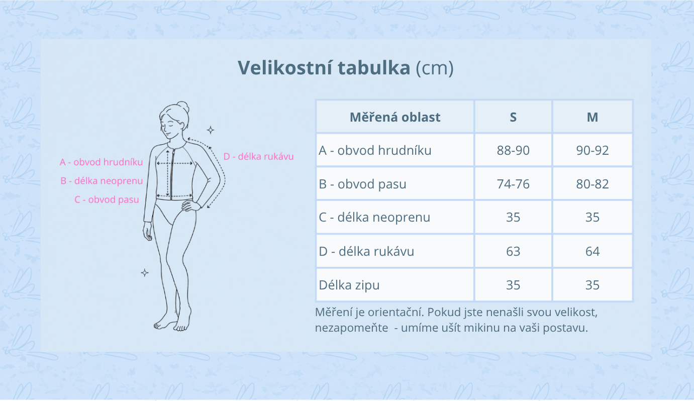 Velikosti tabulka - dámská mikina